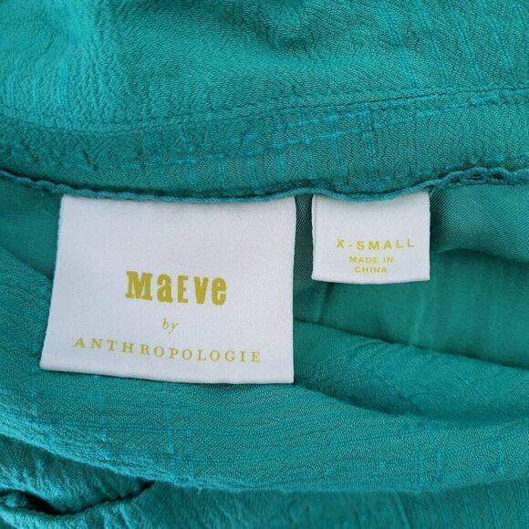 Maeve Womens Aria Midi Shirt Dress Green XS  Belted Gauze Textured Button Front - Picture 5 of 8